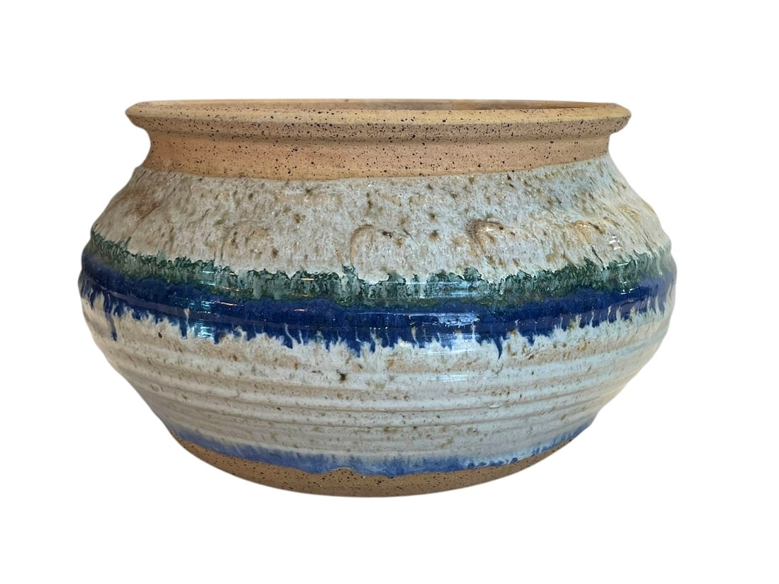 Stoneware Pottery Planter Bowl, Signed (1 of 5)