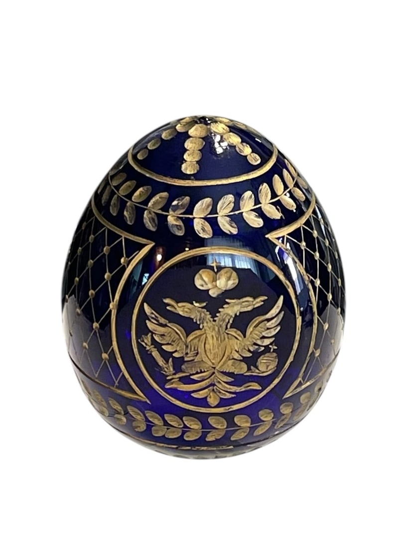 Russian Cobalt Glass Faberge Style Egg (1 of 4)