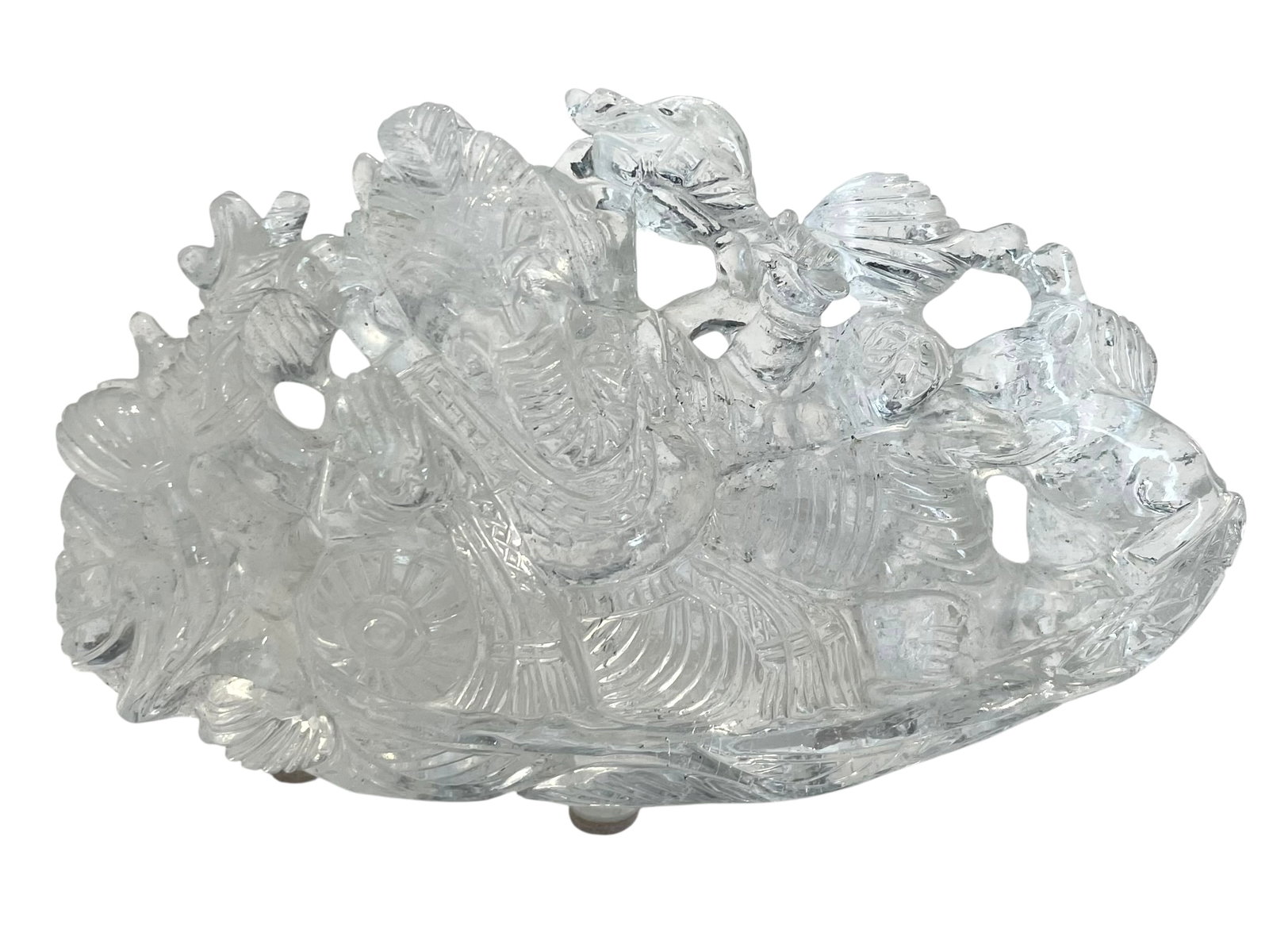 Rock Crystal Hindu Deity Ganesha in a Boat (1 of 7)