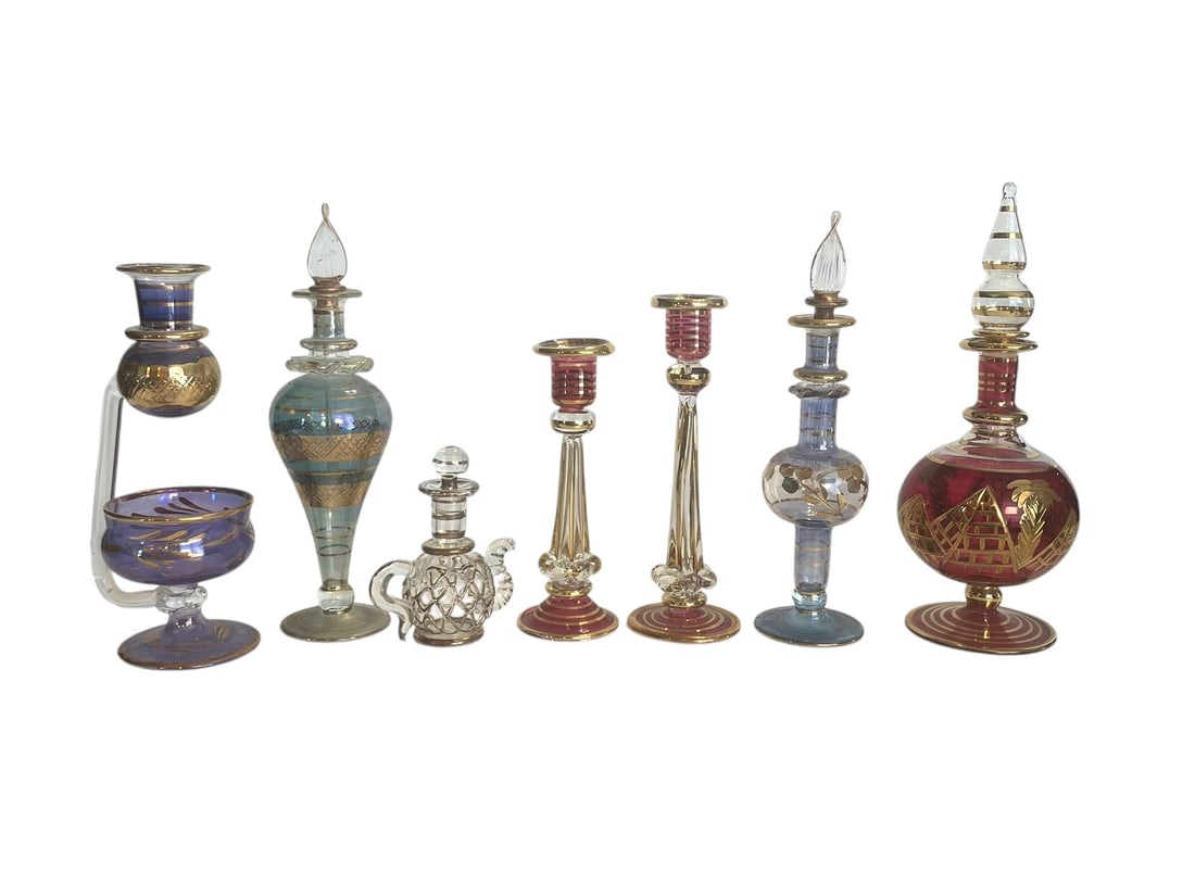 Egyptian Glass Perfume Bottles, Candlesticks, More (1 of 4)
