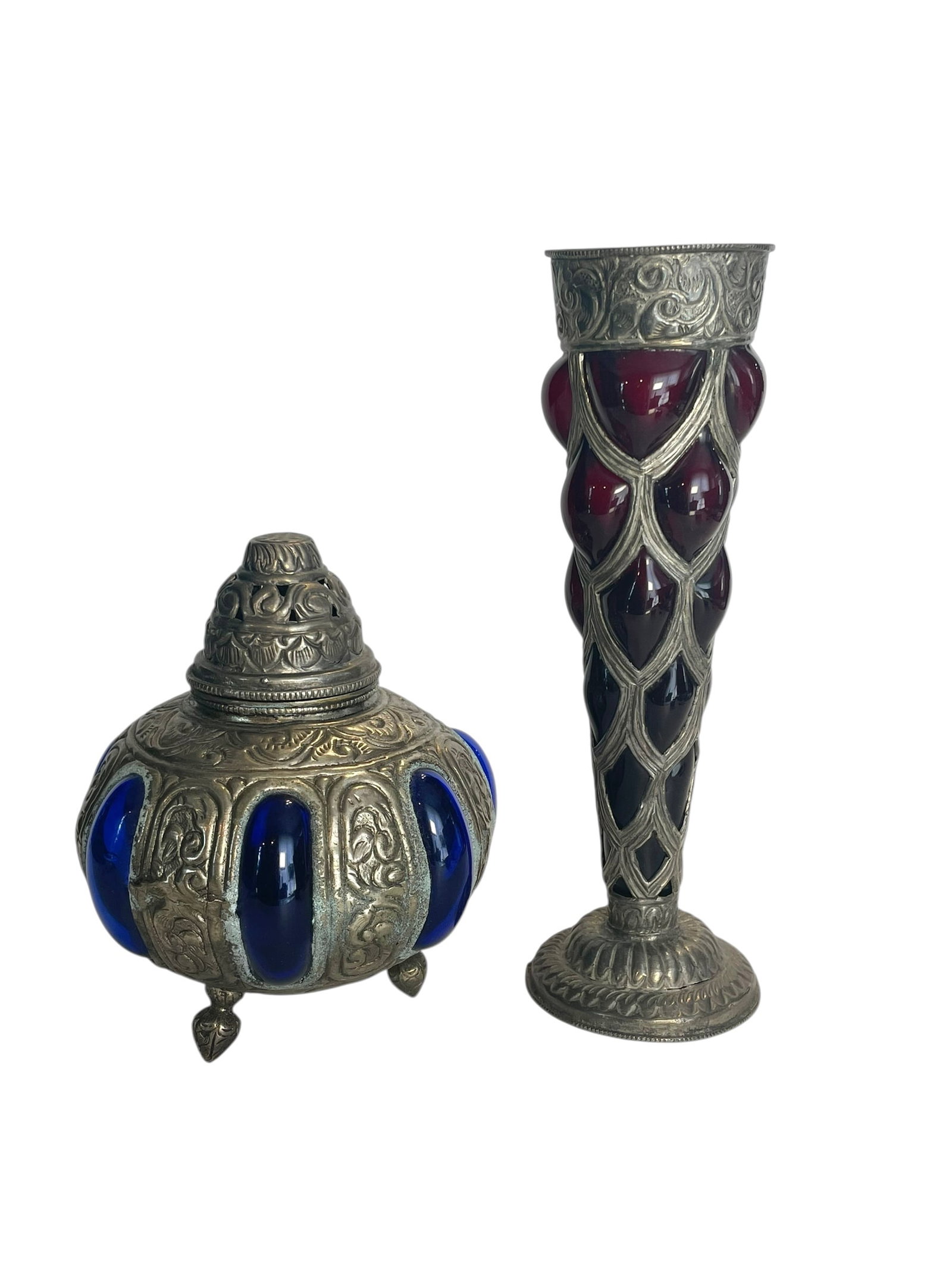 Caged Glass Vase and Covered Jar (1 of 3)