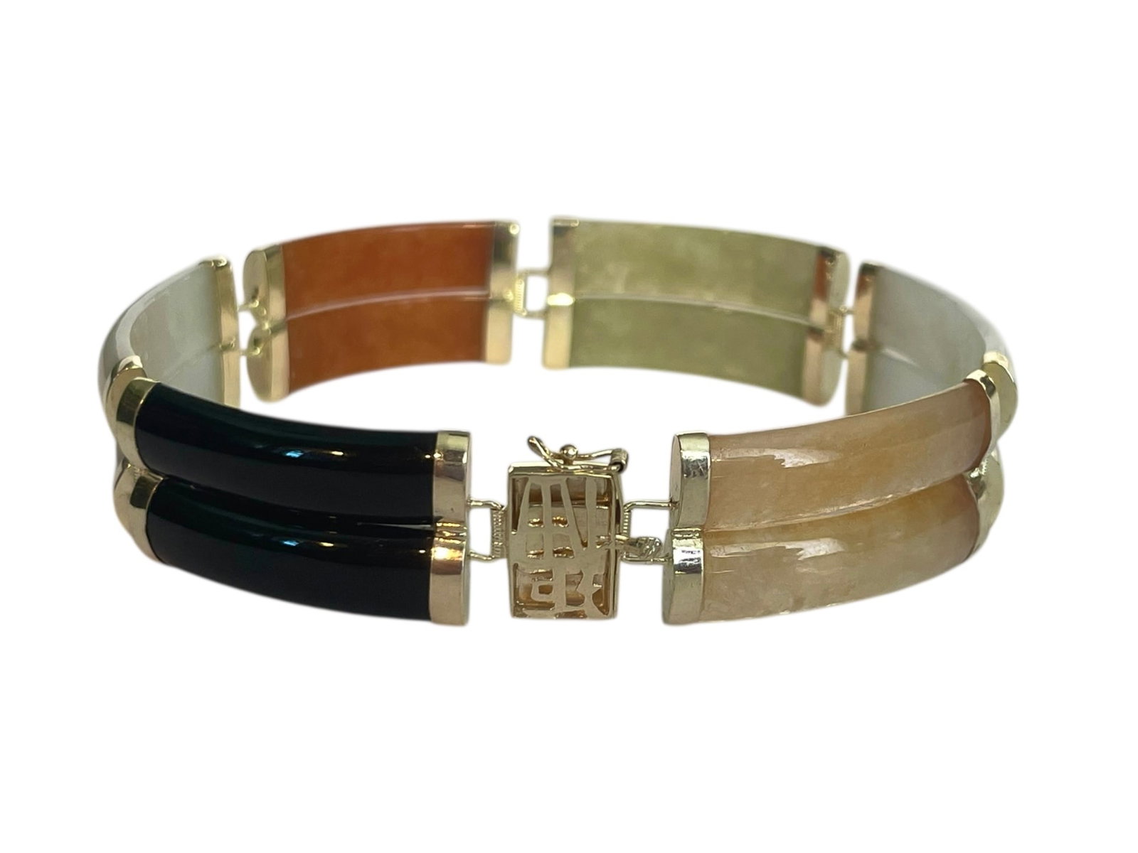 Multi-Color Jade Bracelet, 14K Gold ~ 19.4 grams (1 of 4)