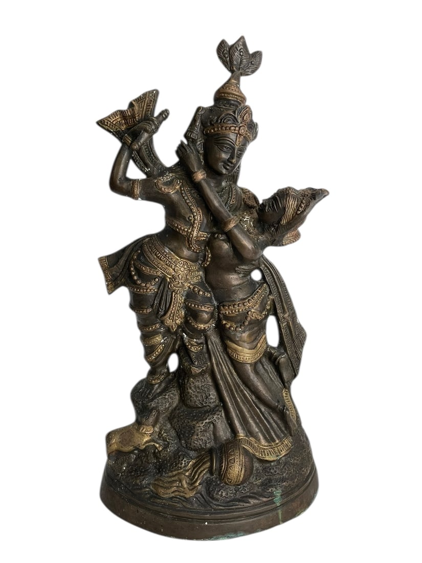 Bronze Sculpture of Hindu Couple Radha and Krishna, 20" (1 of 3)