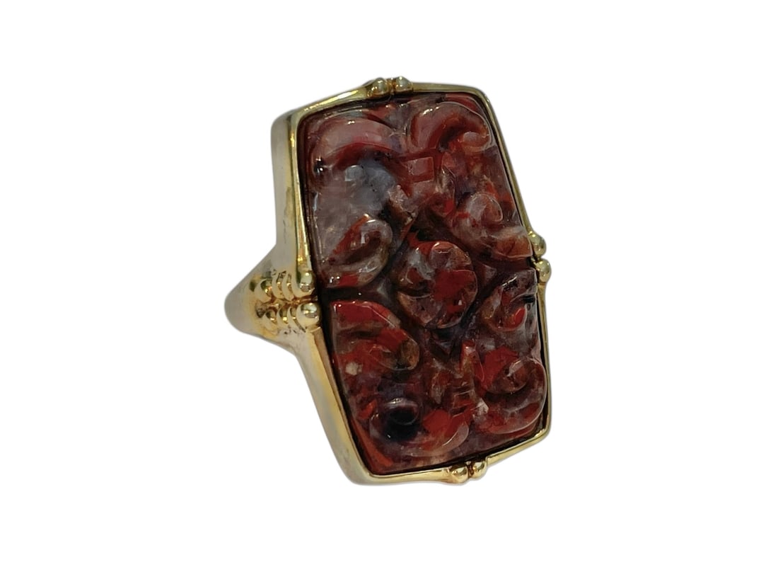 Sterling Silver Carved Stone Ring (1 of 4)