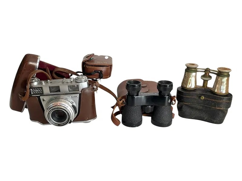 Kodak Retina 2S Camera, Light Meter, Wollensak Binoculars, Vintage Opera Glasses (1 of 7)