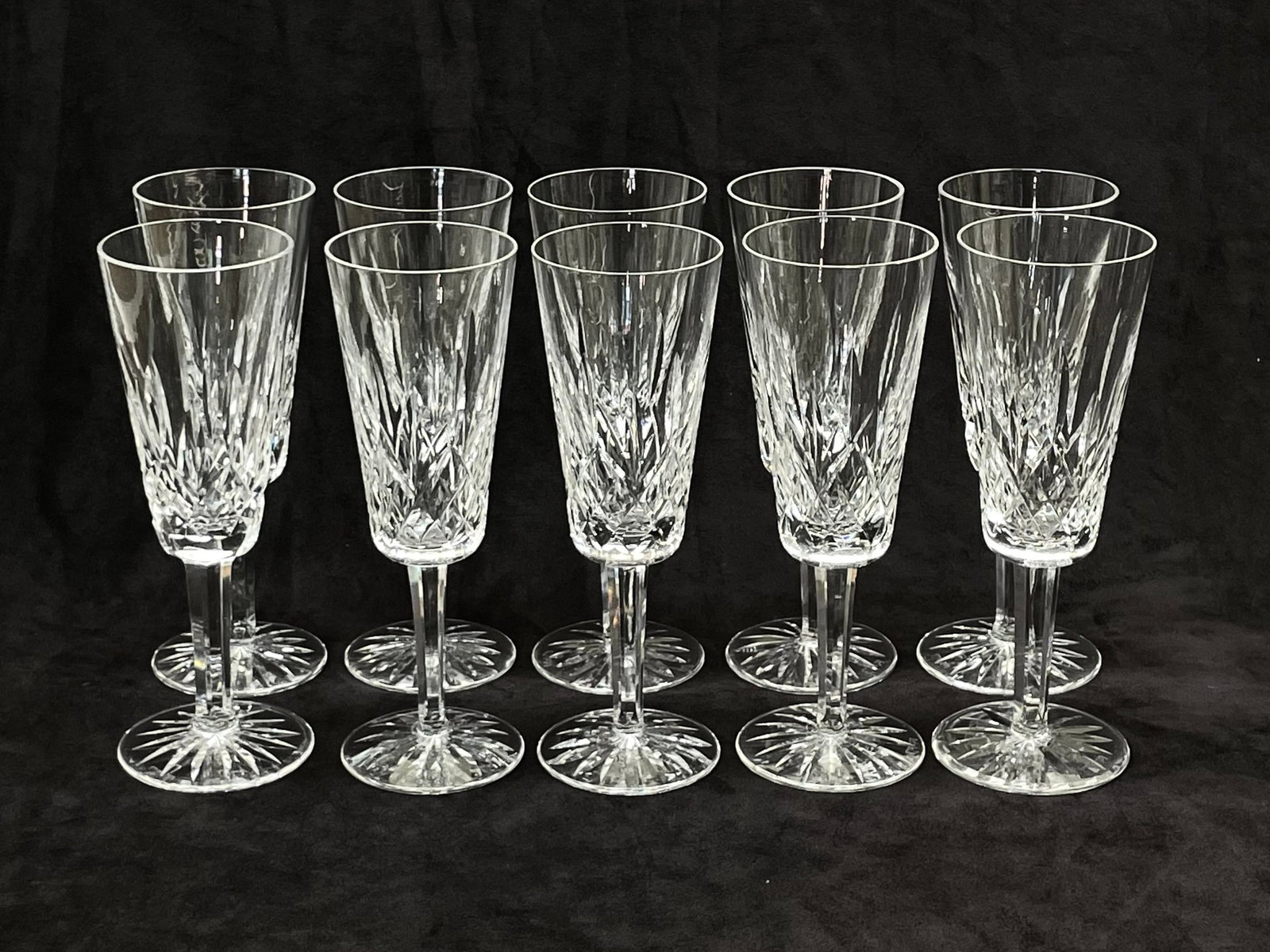 10 Waterford Crystal 'Lismore' Champagne Flutes, 7 1/4" (1 of 4)