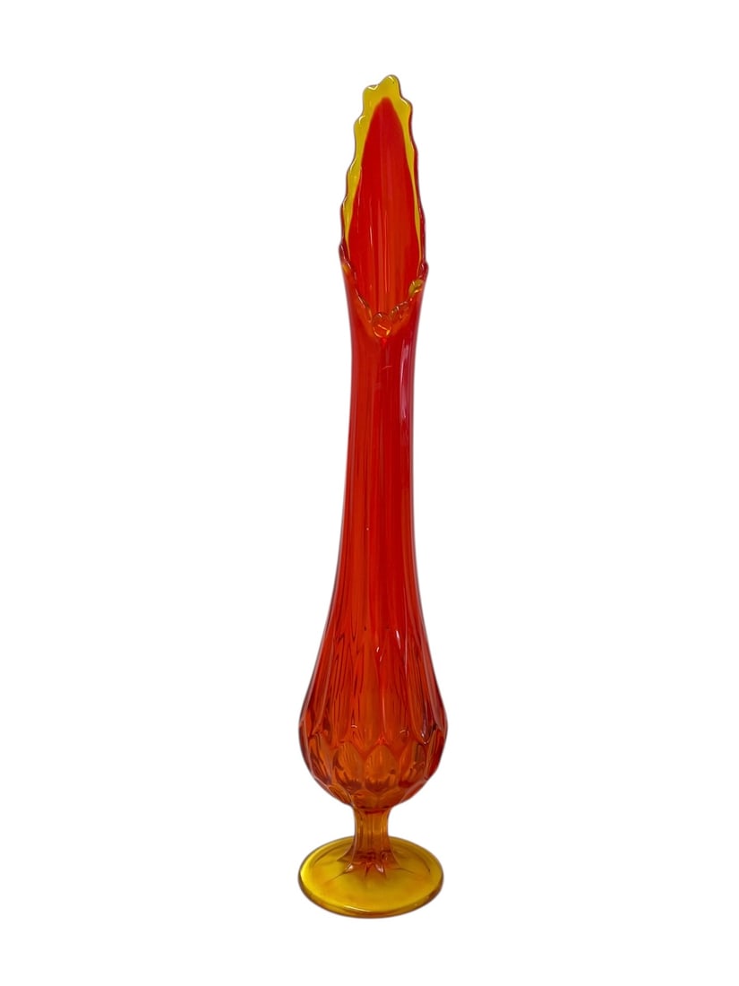 Orange Amberina Swung Glass Vase, 17" (1 of 4)