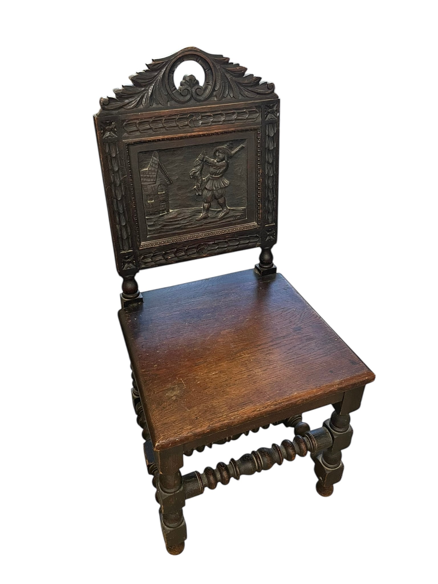 Antique Carved Oak Hall Chair (1 of 8)