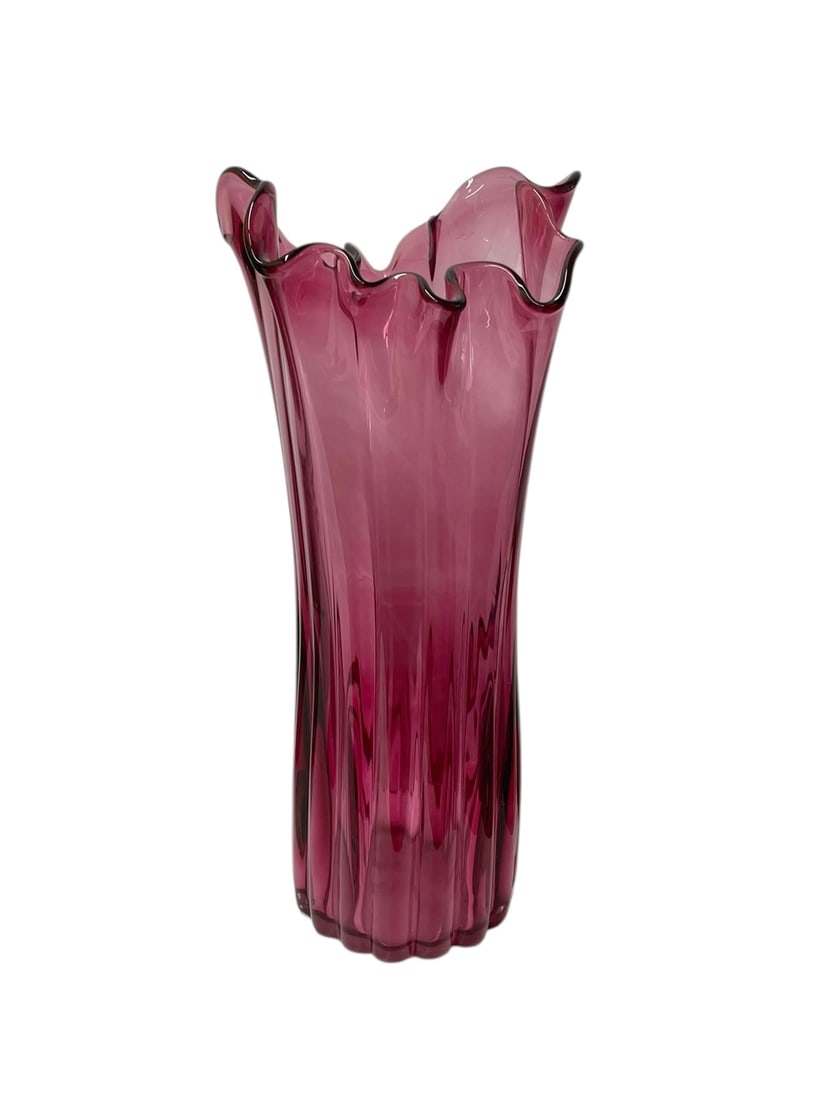 Purple Glass Handkerchief Vase, 12.5" (1 of 4)