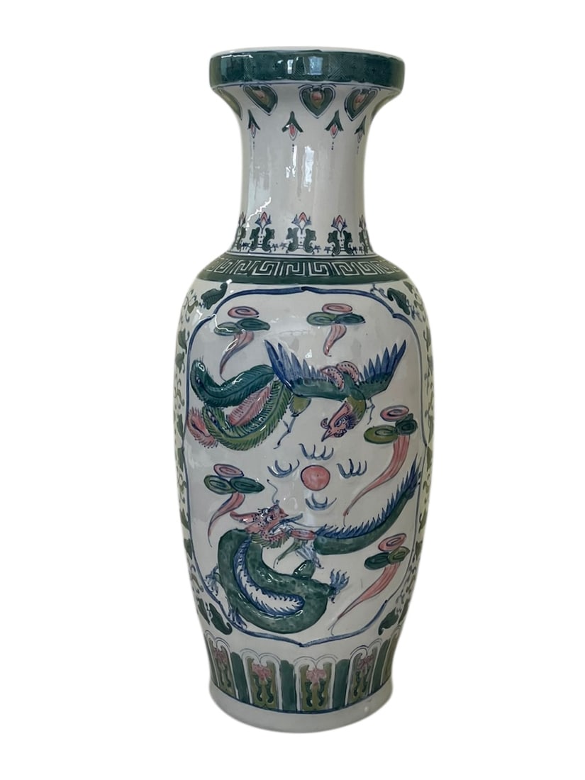 Asian Style Phoenix and Dragon Floor Vase, 25" (1 of 6)
