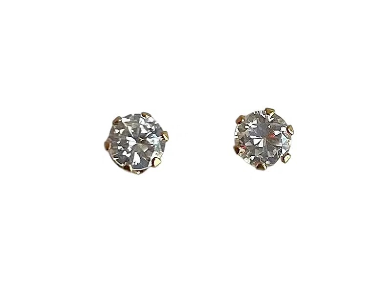 Small Stud Earrings, 14K Gold ~ 0.5 grams: Small Stud Earrings, 14K Gold ~ 0.5 grams Dainty clear stones, probably CZ (not diamond). Set in yellow gold. They are unmarked but professionally tested as 14K gold. Total lot weight: 0.5 grams
