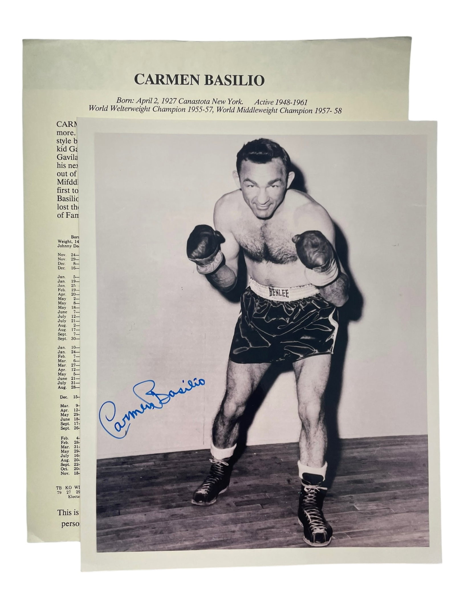 Carmen Basilio Signed 8x10 Boxing Photo (1 of 4)