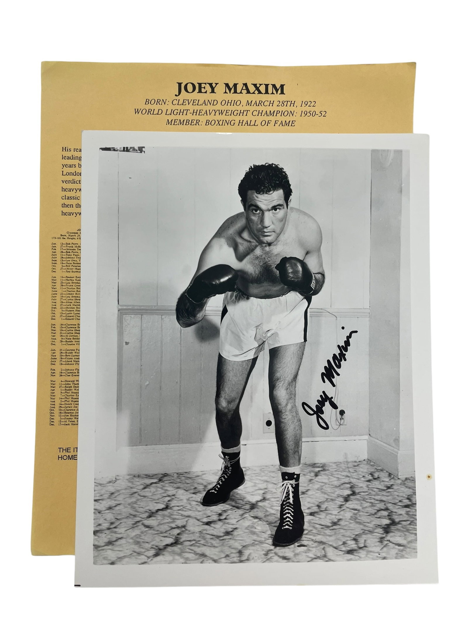 Joey Maxim Signed 8x10 Boxing Photo with COA (1 of 3)