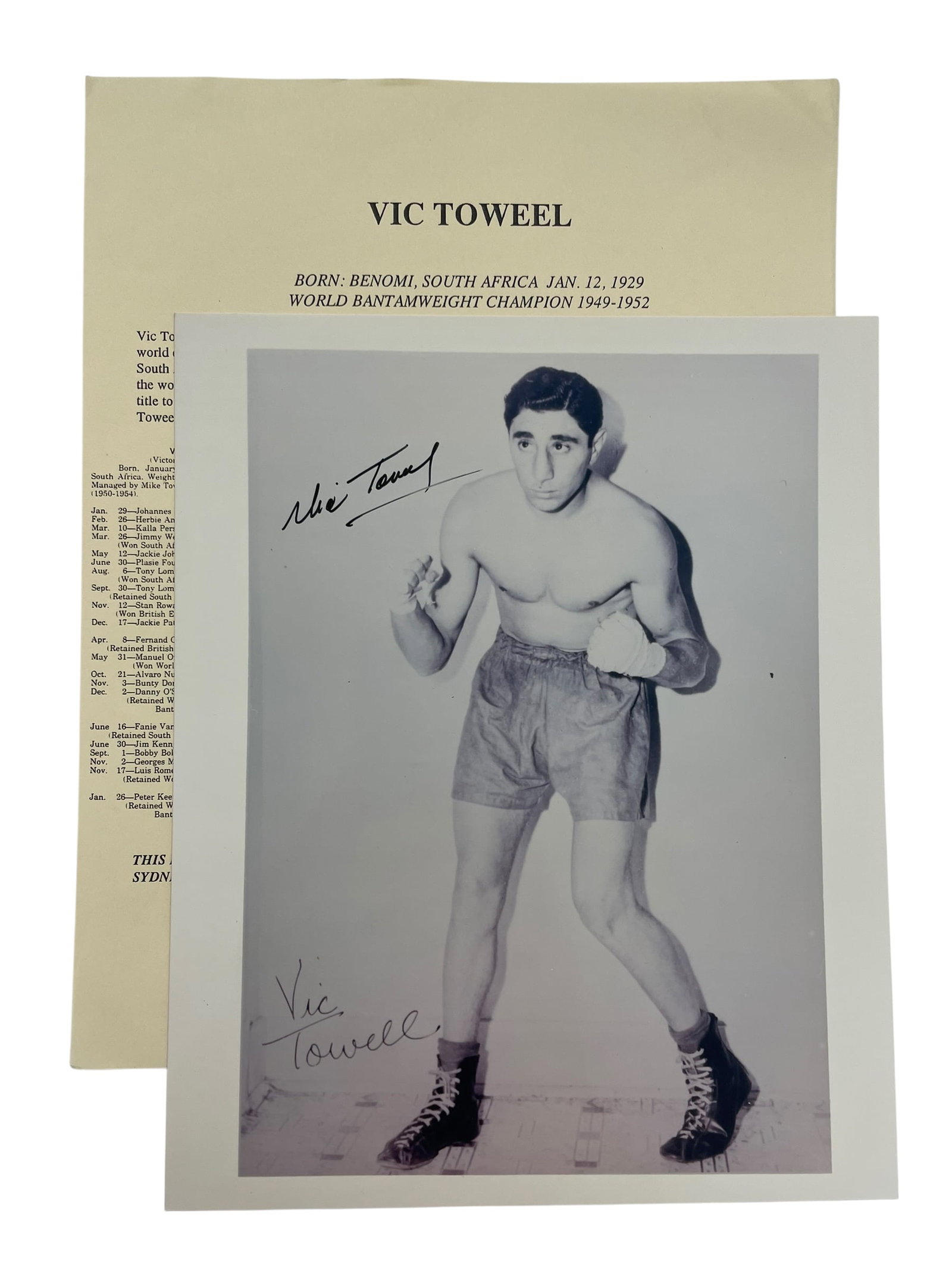 Vic Toweel Signed 8x10 Boxing Photo with COA (1 of 4)