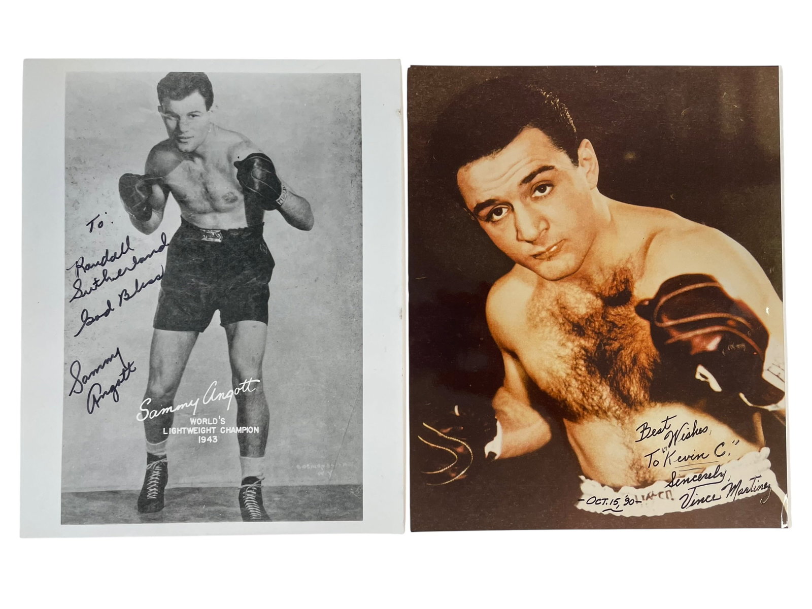 2 Signed 8x10 Boxing Photos: Sammy Angott & Vince Martinez (1 of 3)