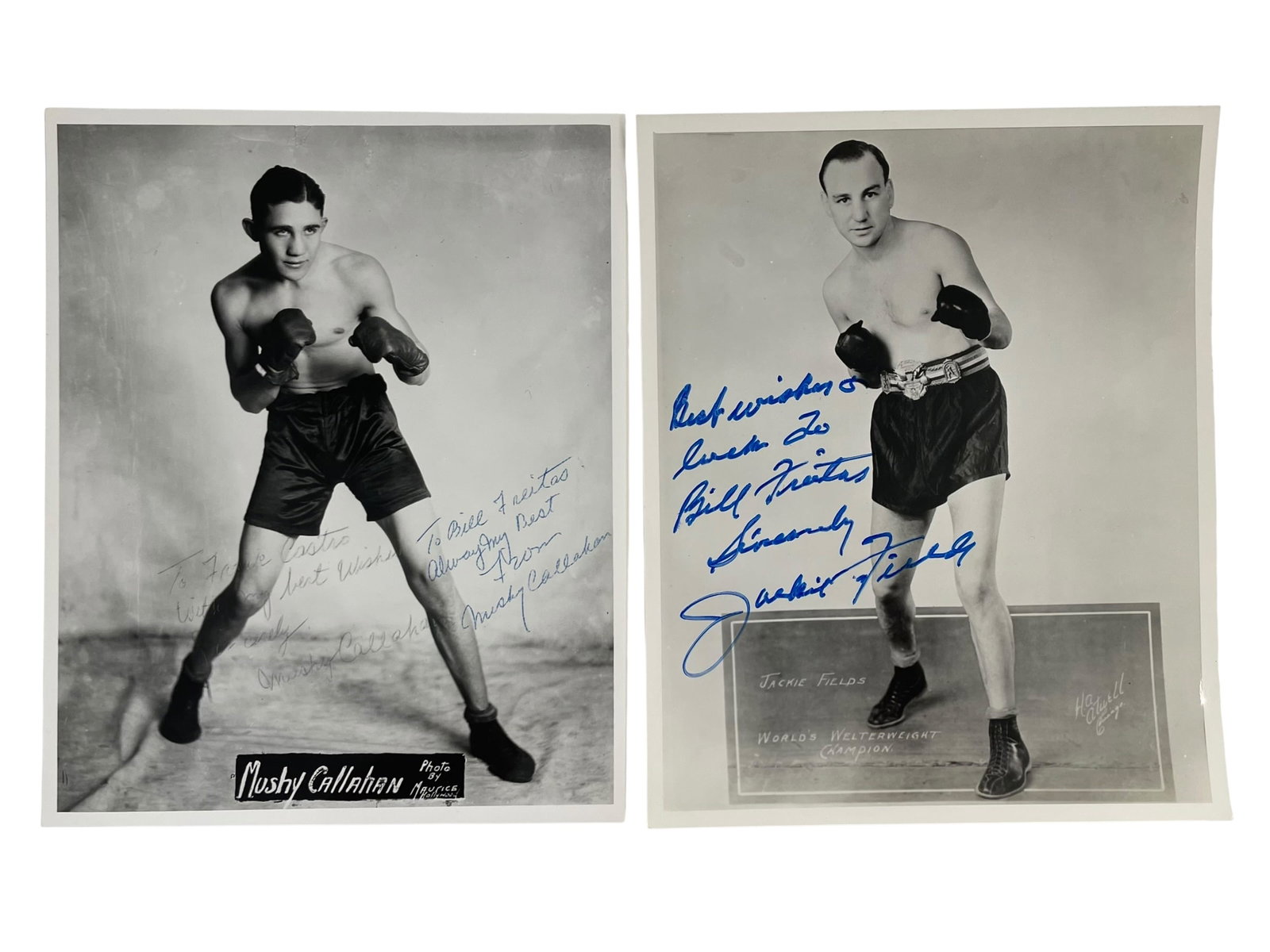 2 Signed 8x10 Boxing Photos: Mushy Callahan & Jackie Fields (1 of 5)
