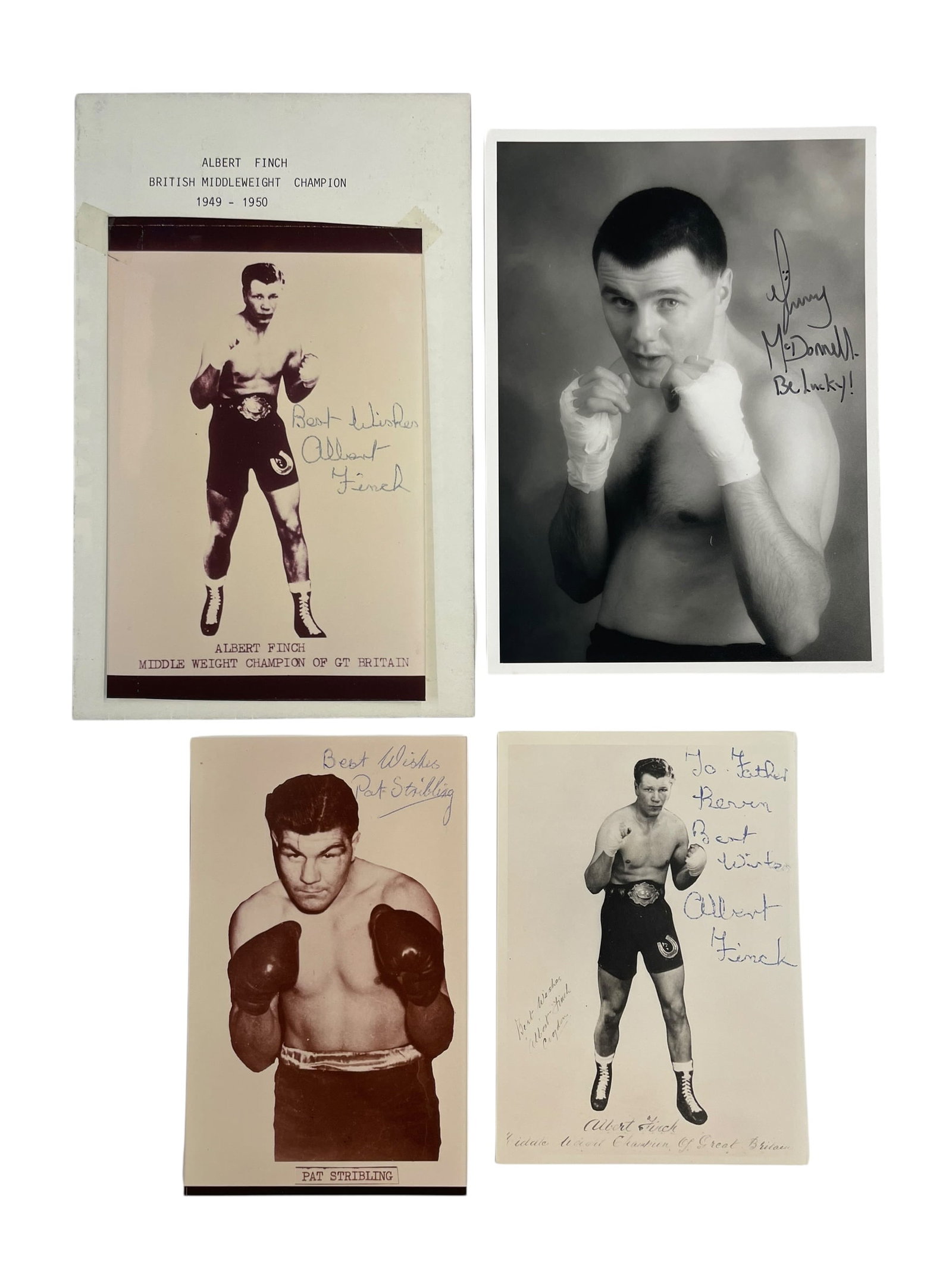 4 Signed Boxing Photos: Albert Finch, Pat Stribling, Jimmy McDonnell (1 of 5)