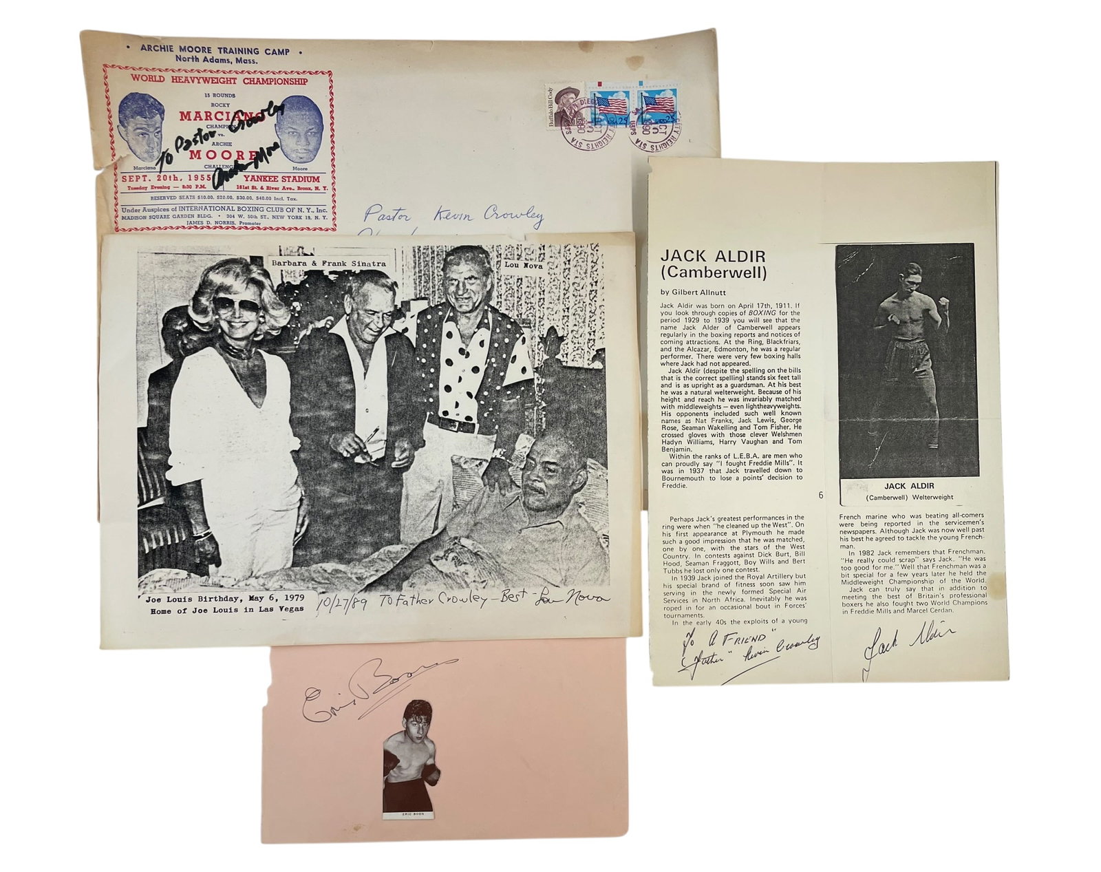 4 Boxing Signatures: Eric Boon, Archie Moore, Jack Aldir, Lou Nova (1 of 7)