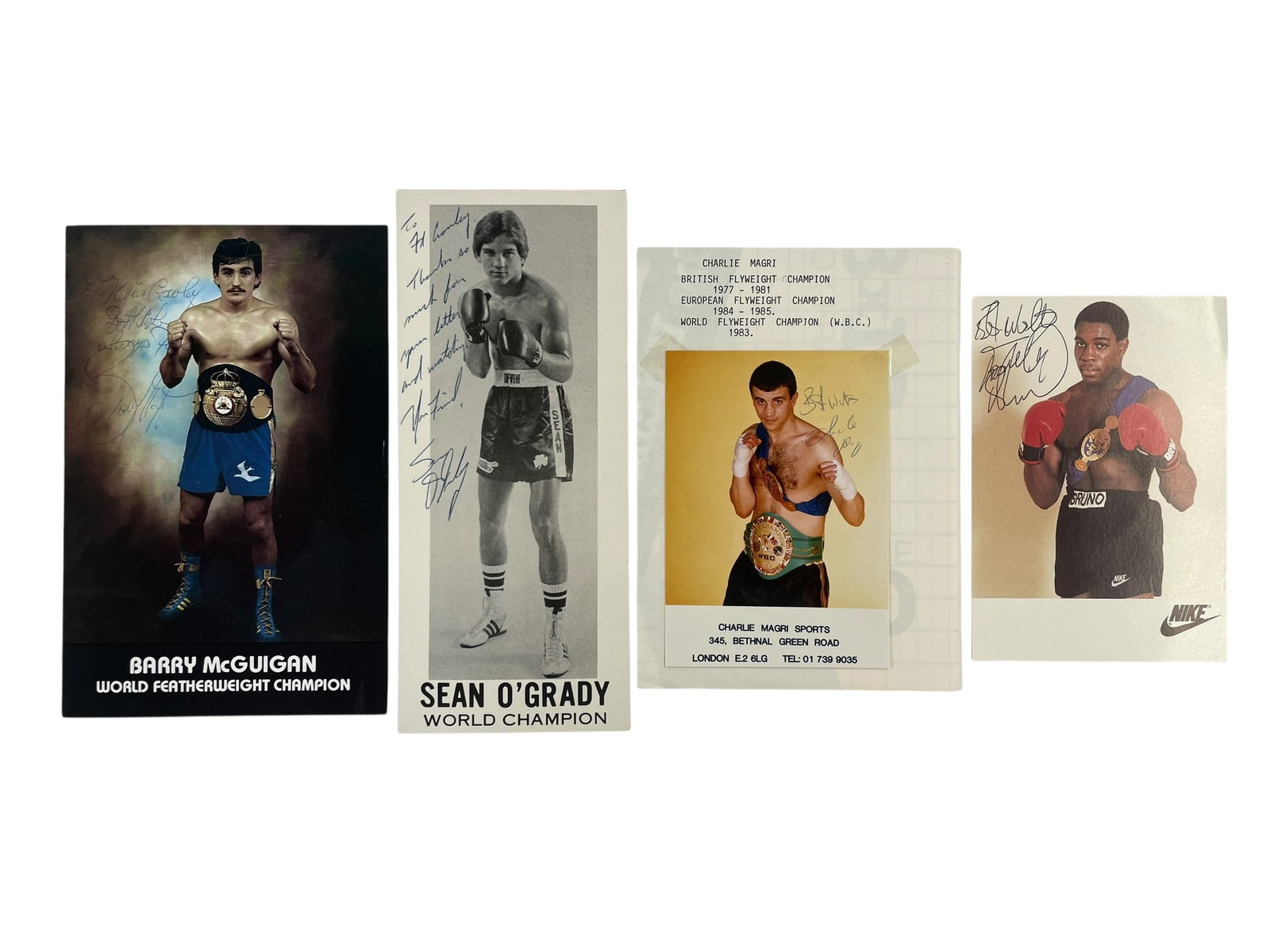 4 Boxing Autographs: Frank Bruno, Barry McGuigan, Sean O'Grady, Charlie Magri (1 of 6)
