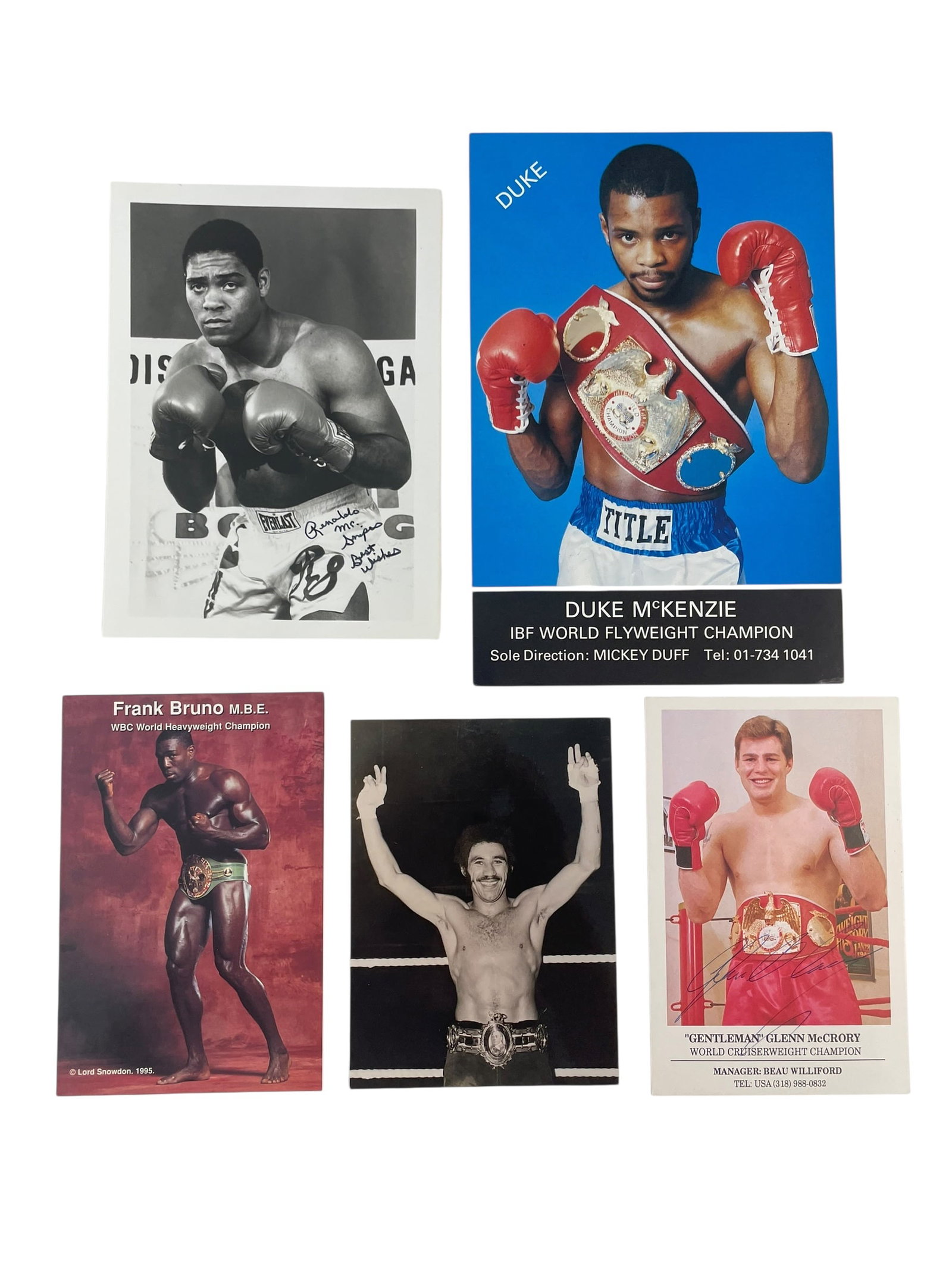 5 Boxing Autographs: Renaldo Snipes, Larry Paul, Frank Bruno, Glenn McCrory, Duke McKenzie (1 of 10)