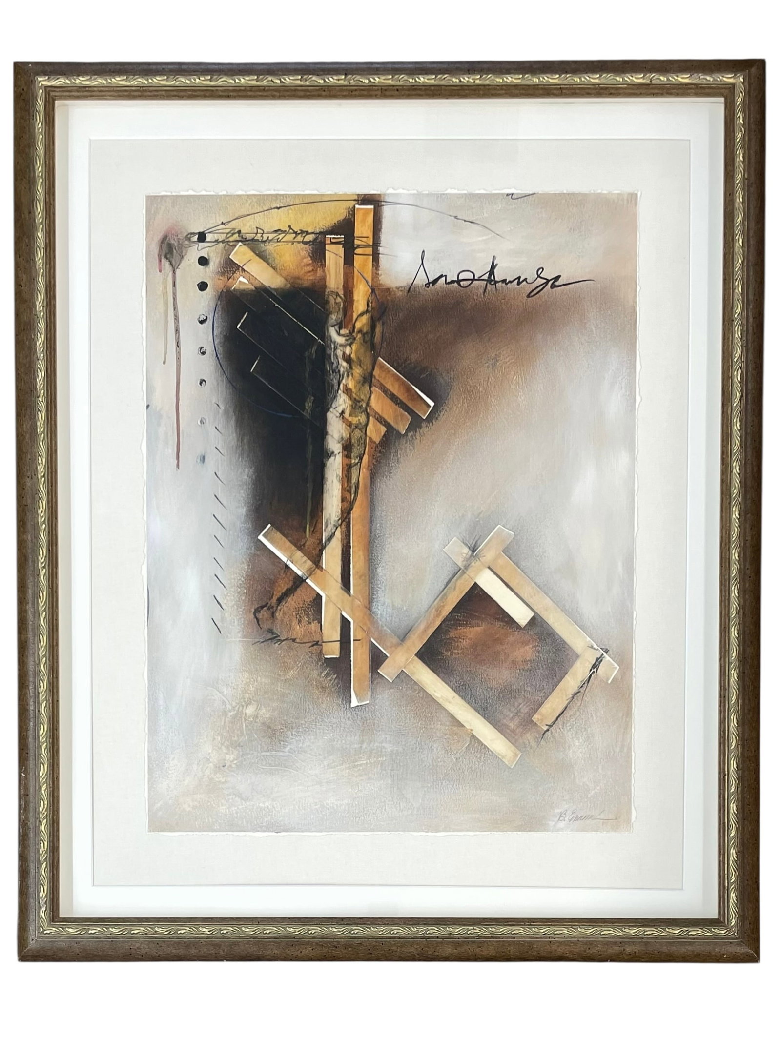 Babak Emanuel Mixed Media on Paper, Framed: B. Emanuel (b. 1966), signed in lower left. Matted and framed under glass. Framed size: 36" x 30 Artist info: Born in 1966 in Shiraz - the Iranian "famed valley of poets and phil