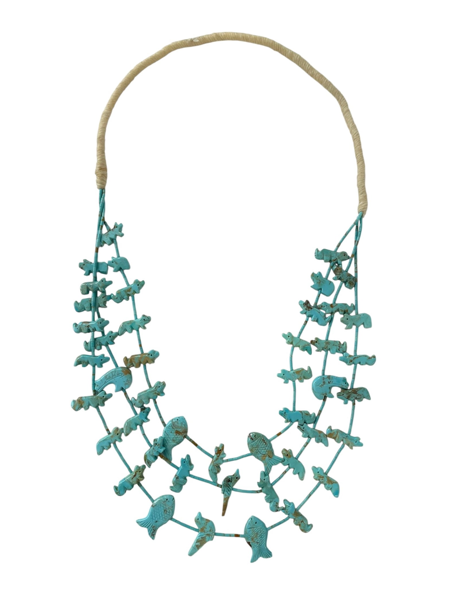 Zuni Native American Turquoise Animal Fetish Necklace (1 of 3)