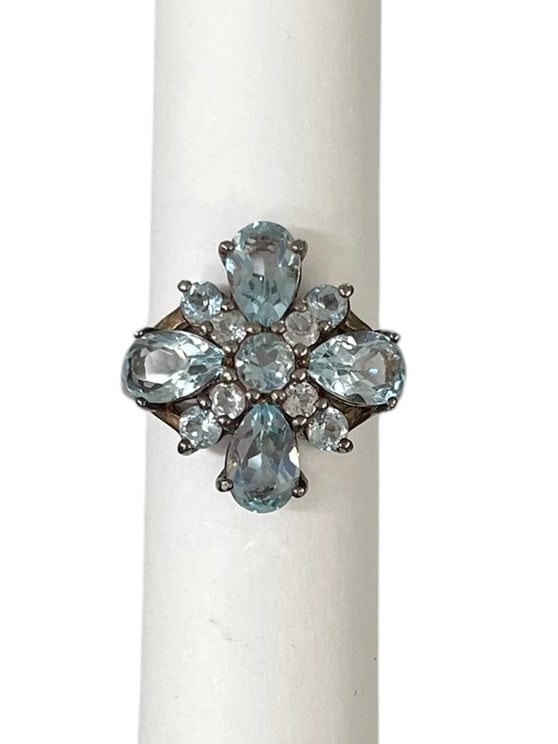 Blue Topaz Sterling Silver Ring - 3