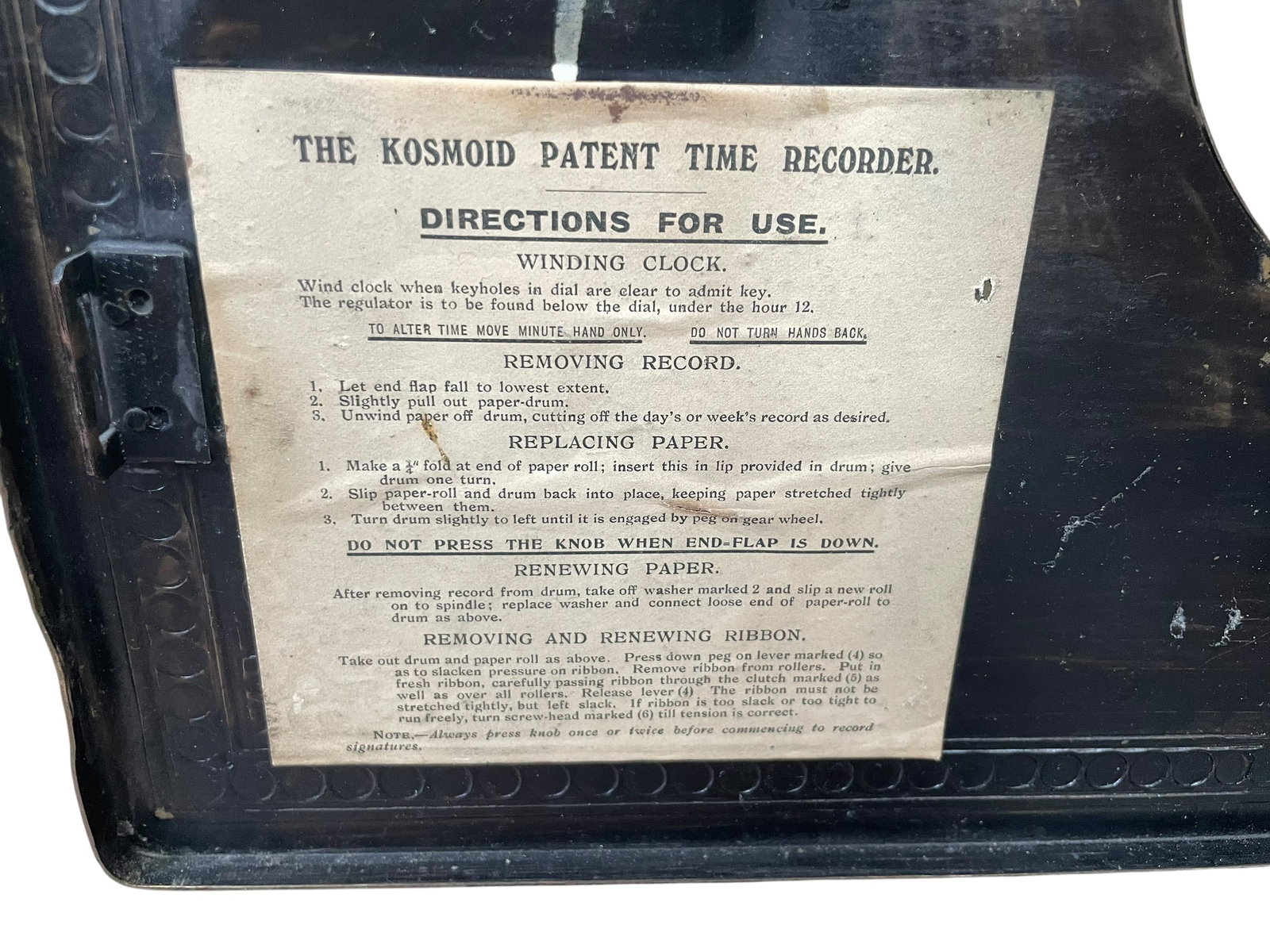 Antique Kosmoid Time Recorder Clock - 3