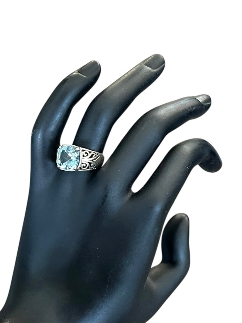 Blue Topaz Sterling Silver Ring - 3