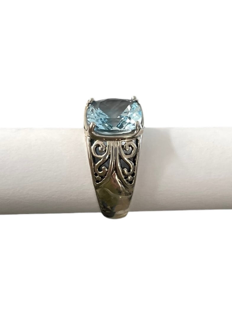 Blue Topaz Sterling Silver Ring - 5