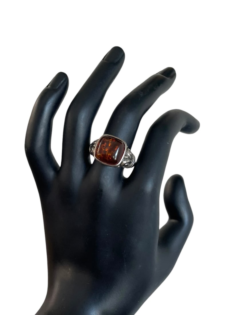 Amber Sterling Silver Ring - 2