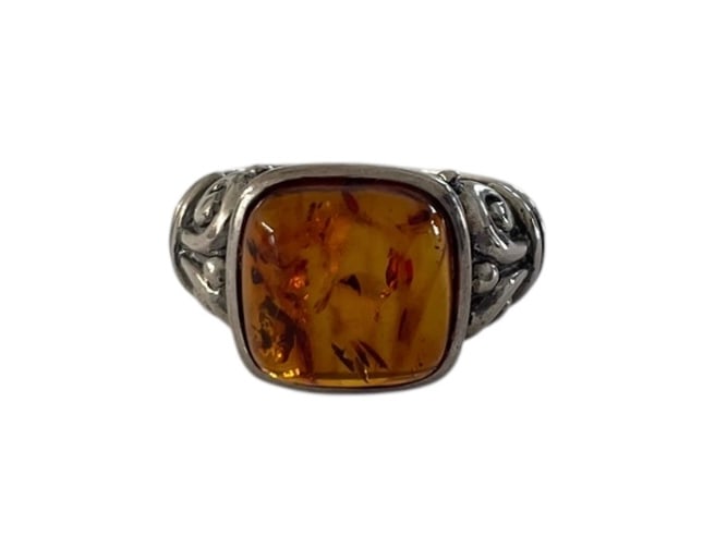 Amber Sterling Silver Ring - 3