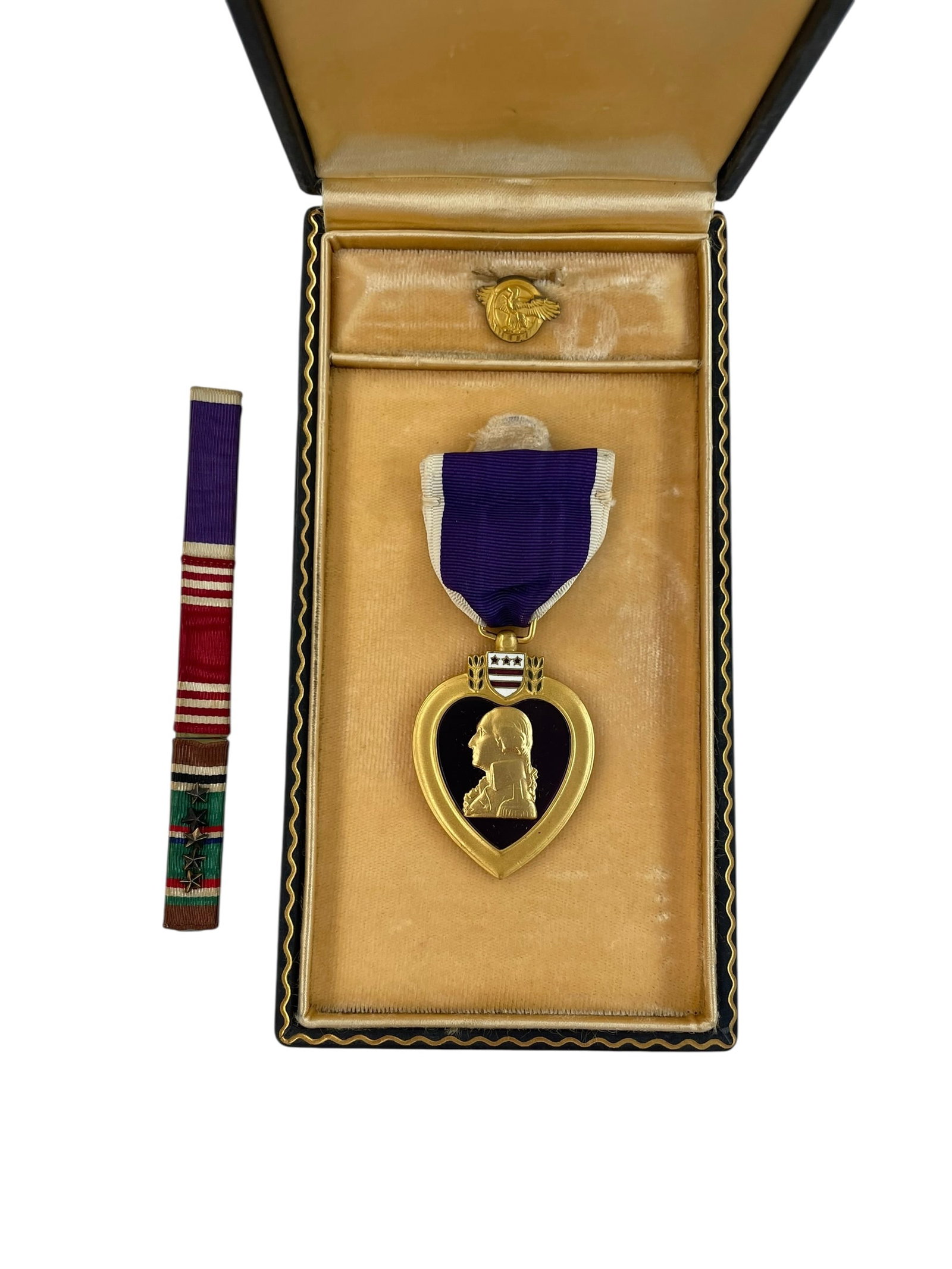 WWII Purple Heart Medal with Case and Letter: Awarded to Mr. Walter T. Carpenter for service in the Army of the United States from Sept. 8, 1943, to Oct. 3, 1945. This information is in a letter along with the Purple Heart. Also inclu