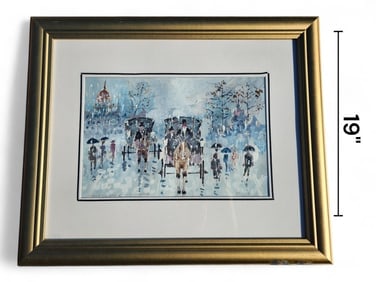 Budapest Oil Painting Signed Varga: This is an original oil painting, framed under glass although that is unusual. It's titled: A Havy November, Budapesten. Signed in lower right: Varga. 19" x 23" framed size.