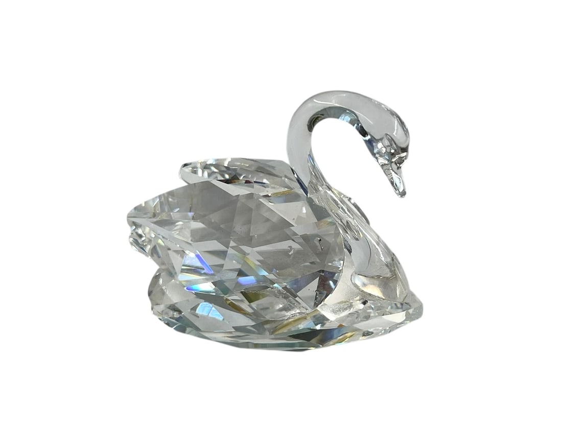Swarovski Crystal Swan: Vintage Swarovski piece, acid etched with logo as pictured. Includes a "Silver Crystal" booklet. 1 3/4" tall.
