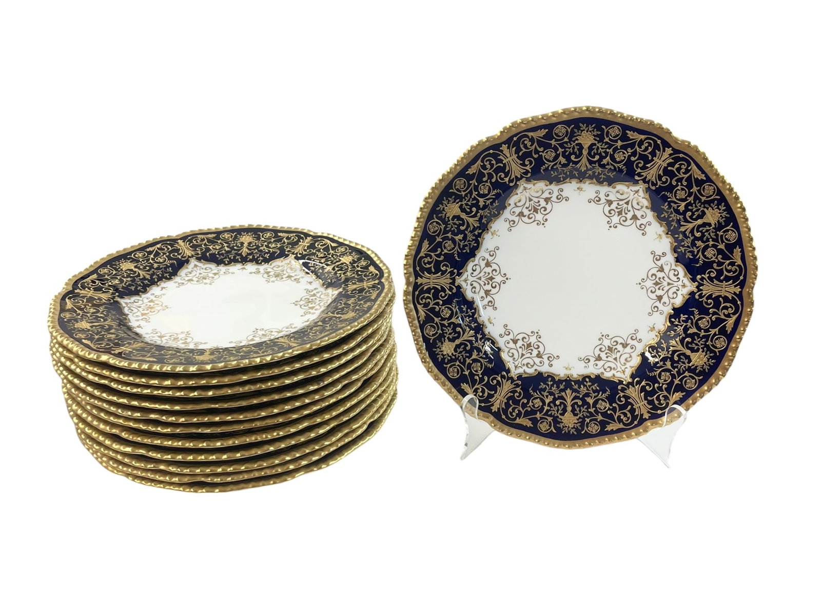 12 Coalport Porcelain Cobalt Dinner Plates for Gilman Collamore (1 of 8)