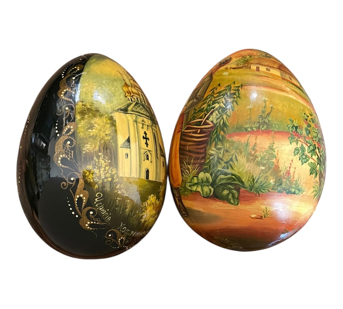 2 Hand Painted Russian Eggs - 7