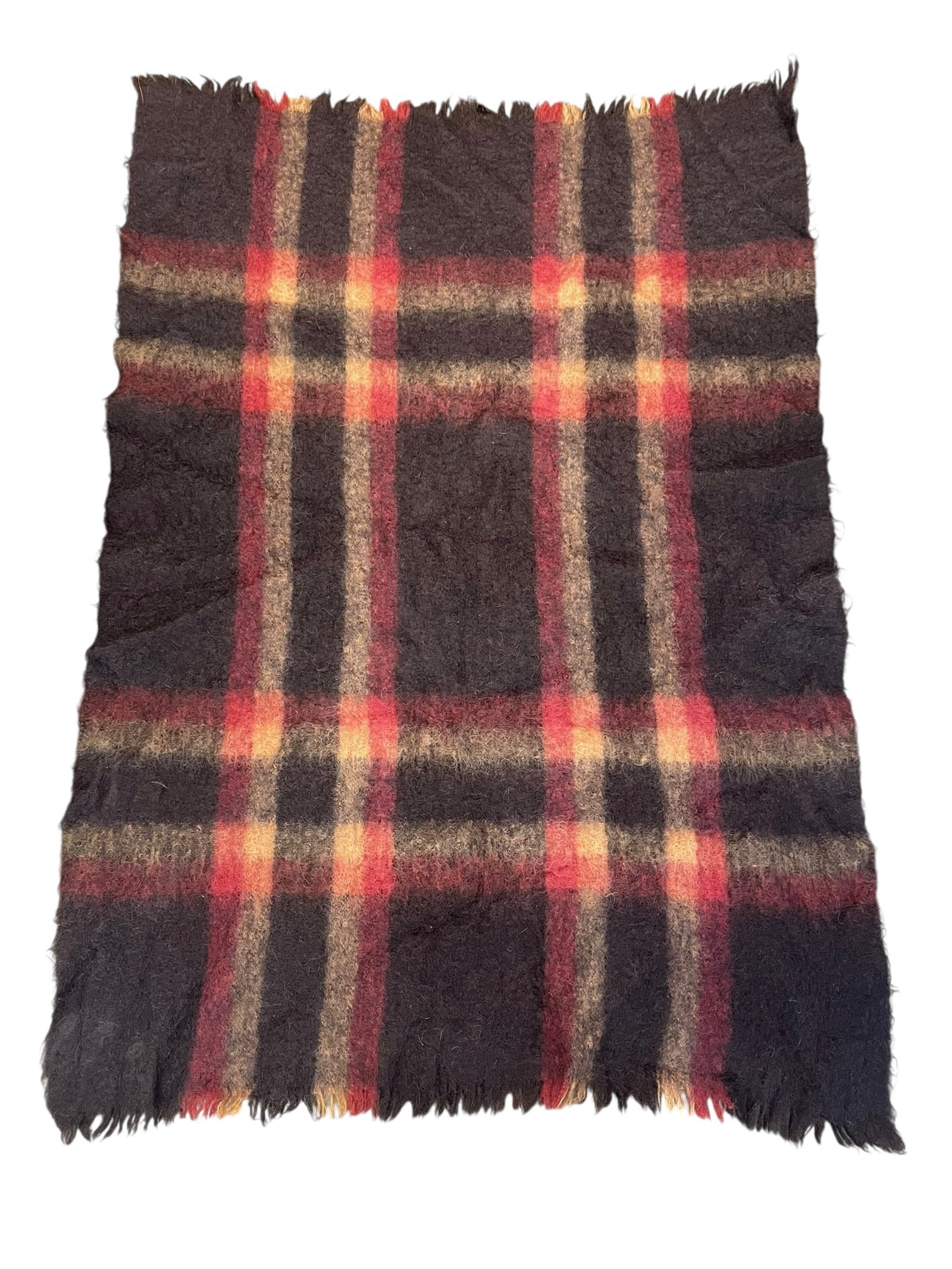 Glen Cree 'Glen Tarff' Scottish Mohair Throw Blanket: Approx. 44" x 64" vintage mohair/wool blanket, good condition, very soft. With original tag by Glen Cree Ltd., Scotland.