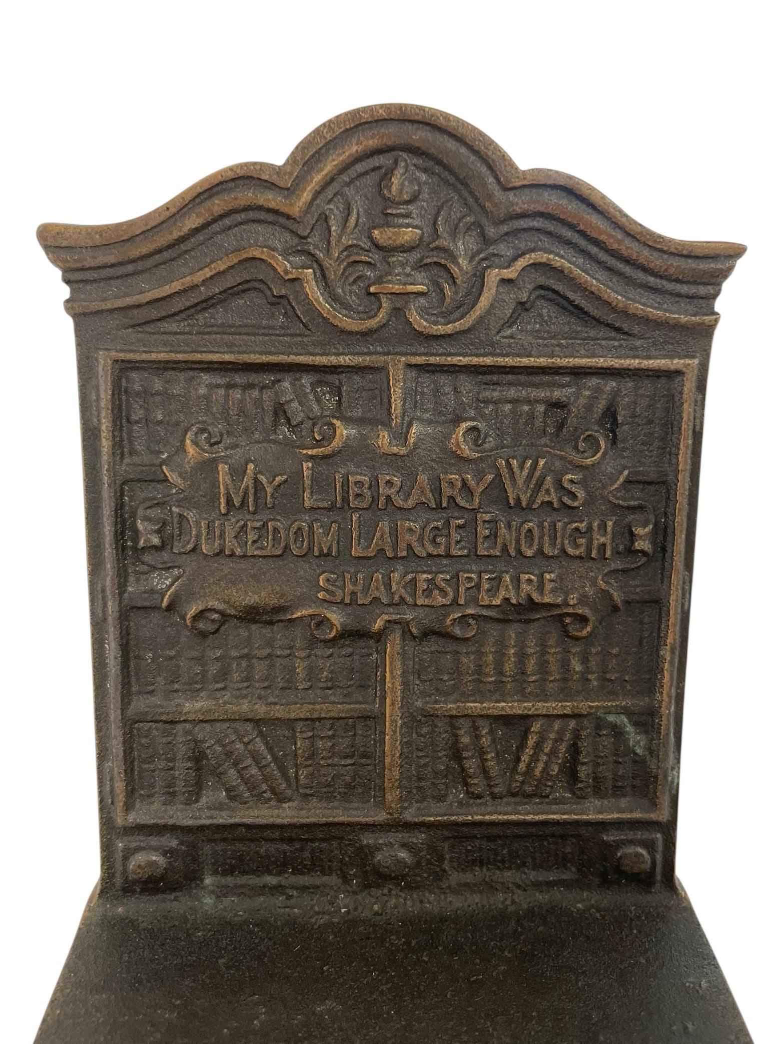 Solid Bronze Bookends with Shakespeare Library Quote - 2