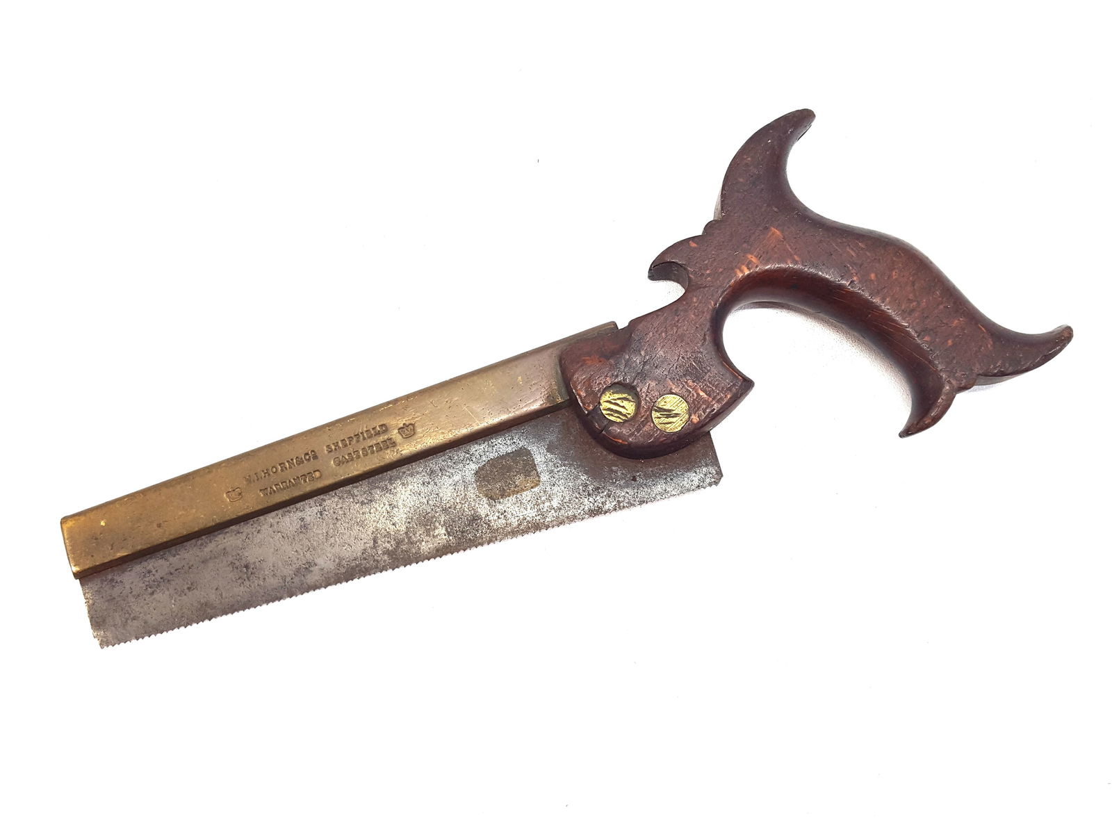 Horn 8" Brass Bound Fish Tail Handle Back Saw (1 of 4)