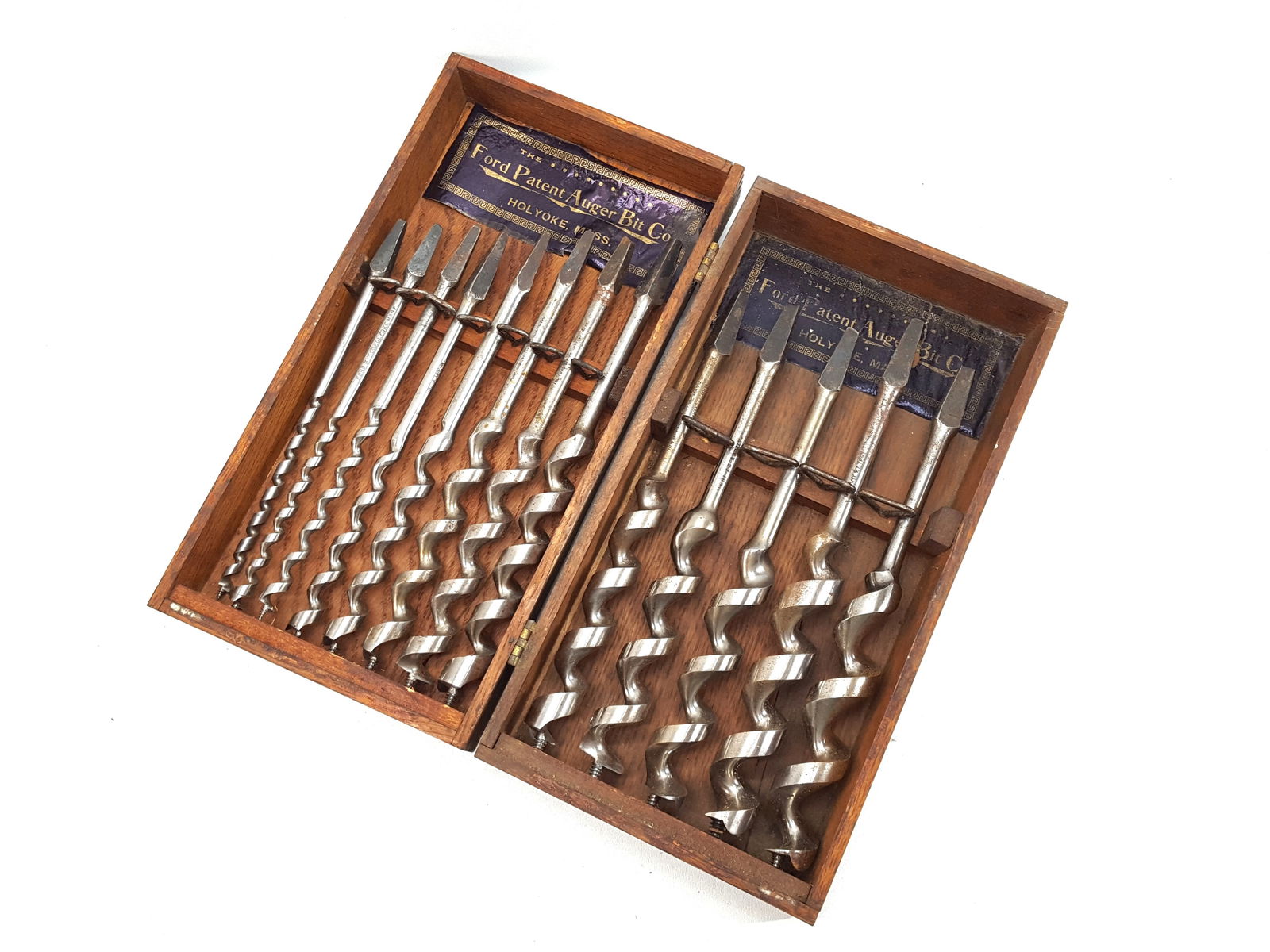 Set of Ford Patent Auger Bits in Wood Box (1 of 2)