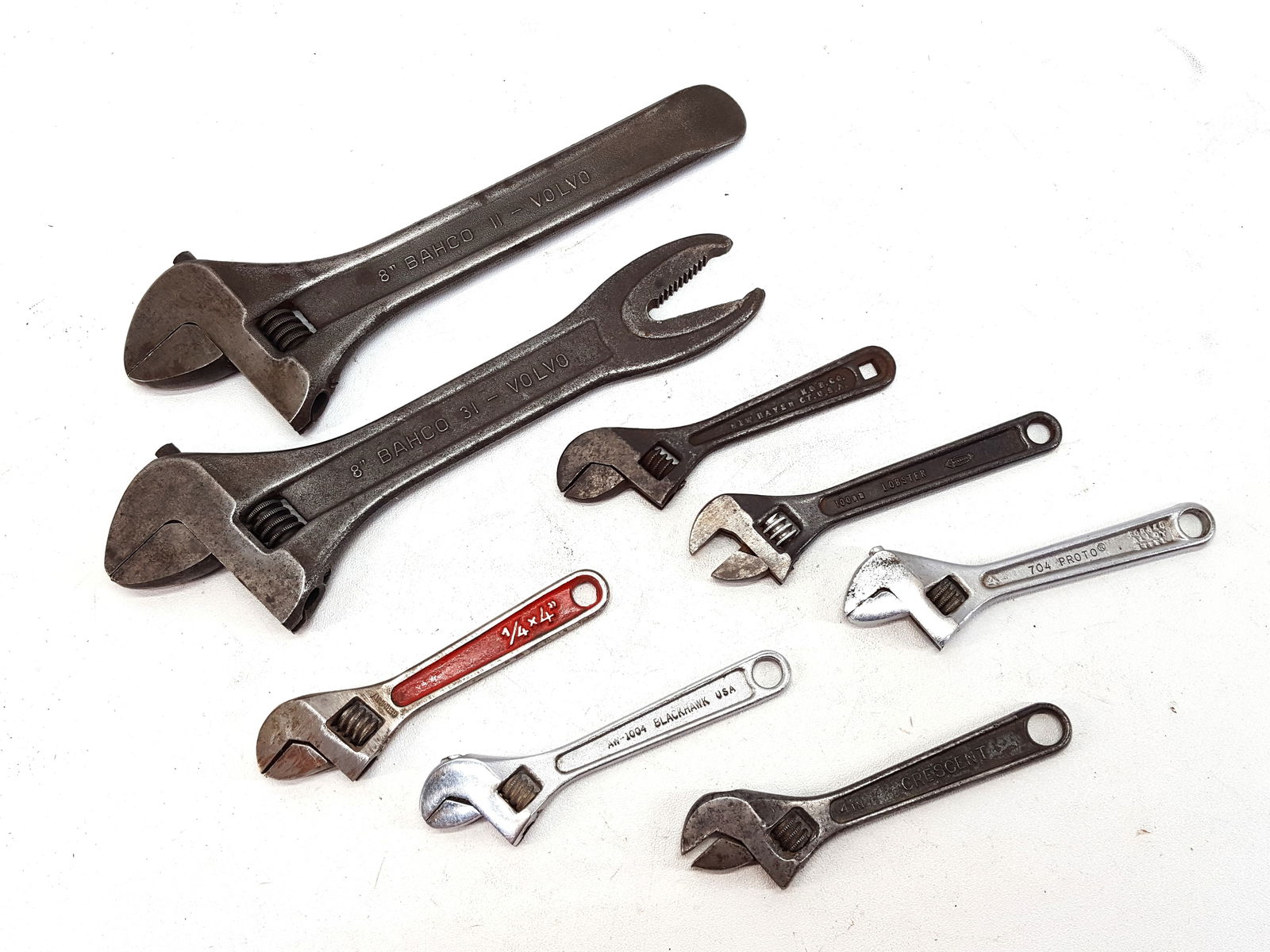 8 Wrenches, Bahco Volvo #11 & #8 and 6 Adjustable 4" Wrenches. (1 of 1)