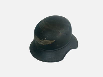 WWII Nazi German Luftschutz Helmet with Liner: This WWII German helmet is a 3-piece gladiator style produced late in the war. 100% Original and in very good condition.
