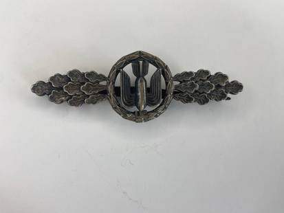 WWII German Luftwaffe Bomber Badge: Made in Silver (Tombac), marked G.H. OSANG DRESDEN.
