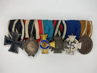 German WW1 & WW2 Medal Bar Featuring German Imperial Prinzen Size Pilot Badge and Order of the Crown: German WW1 & WW2 medal bar featuring a German Imperial Prinzen Size Pilot Badge and the Order of the Crown, showcasing honors from both world wars with rich historical significance.