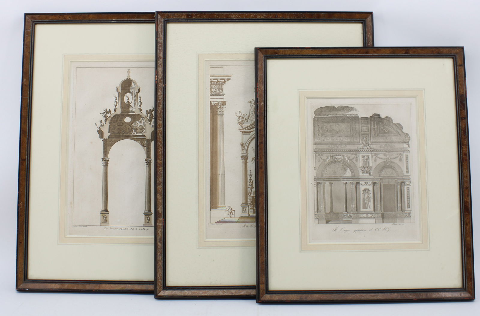 Three Architectural Framed Lithographs, Tesi (1 of 6)