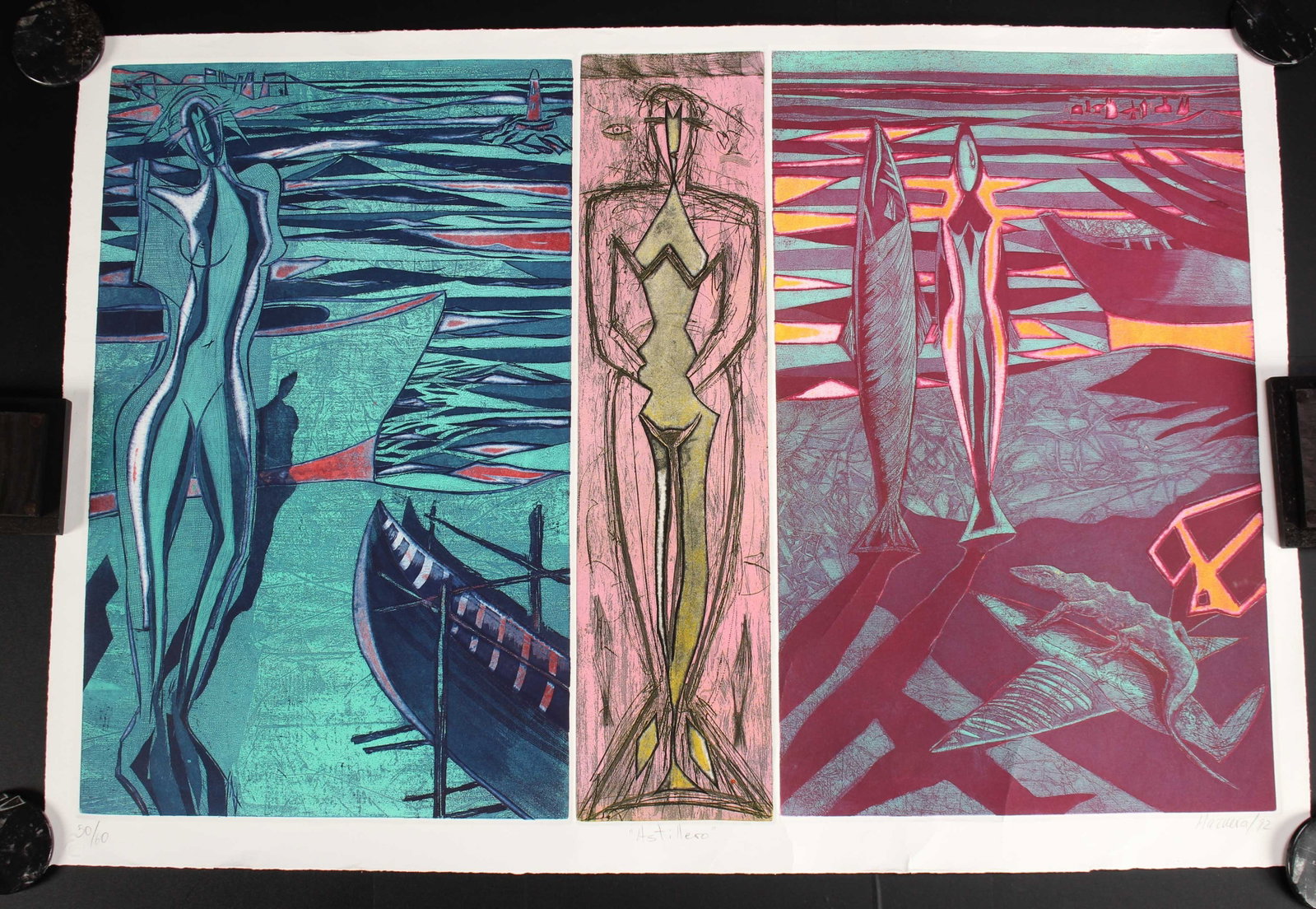 Diego Mazuera (b.1950) Lithograph, Astillero: Diego Mazuera (Colombia, b.1950) Lithograph, Astillero. Pencil Signed. Size: 25" x 36.5" sheet.