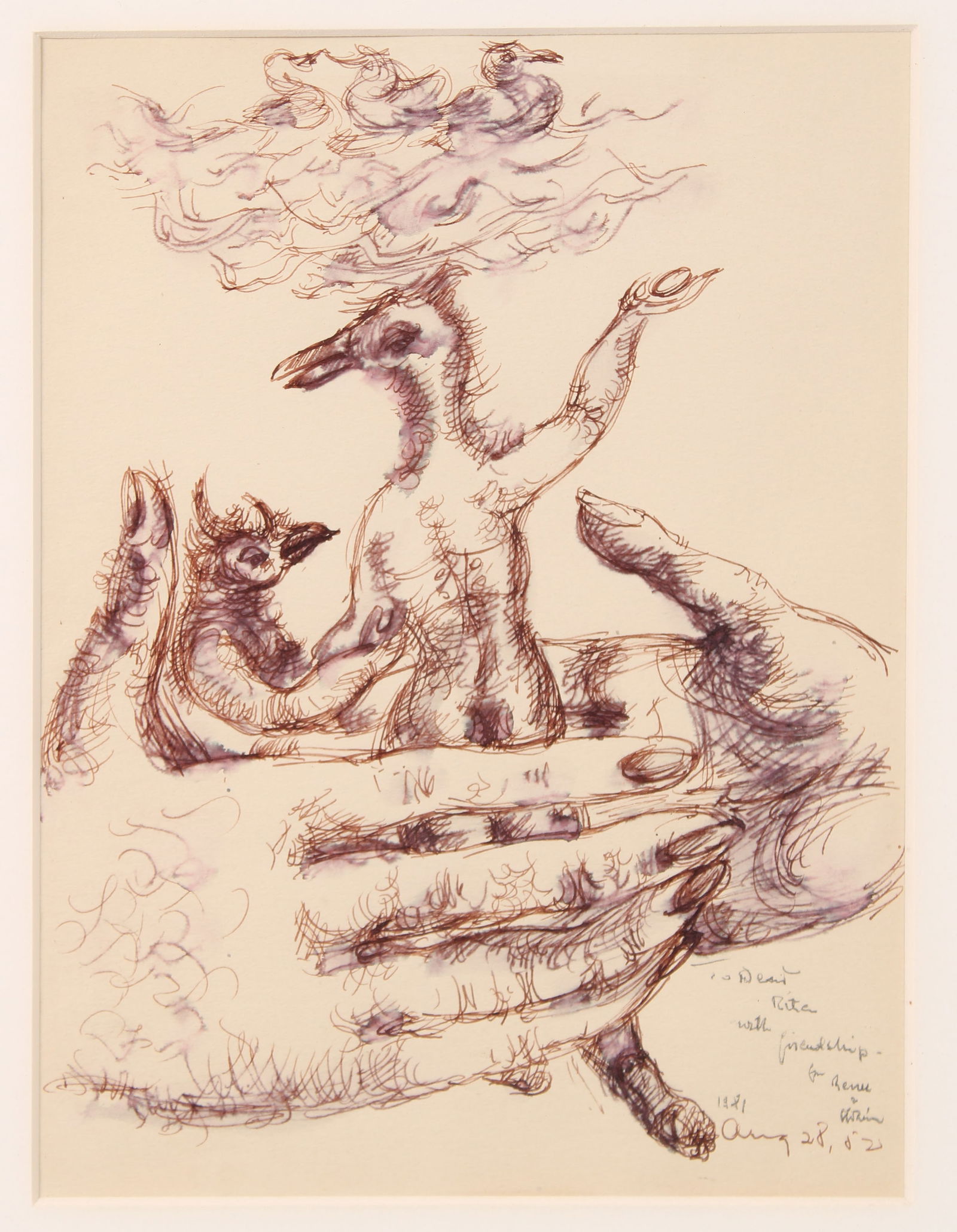 Chaim Gross, Pen and Ink Wash Drawing (1 of 4)