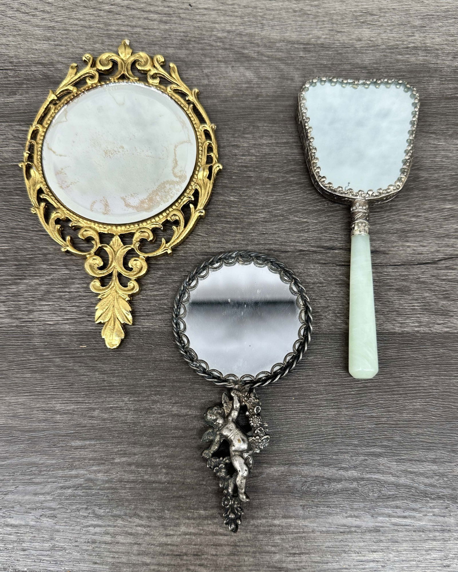 Lot of 3 Vintage Hand Mirrors: Lot of 3 Vintage Hand Mirrors. Size: 4.5"T, 6"T, 6"T