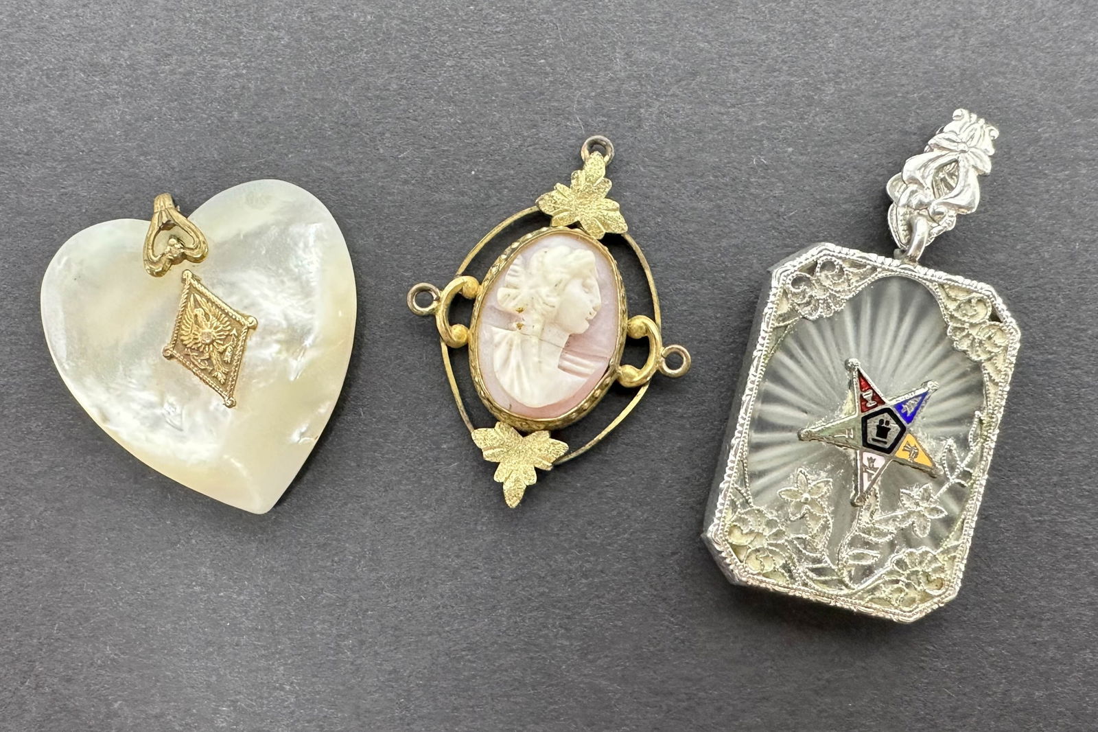 3 Late Victorian Pendants, MOP and Eastern Star (1 of 7)